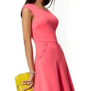 NY&C Rose Petal Button Accent Cotton Fit and Flare Dress